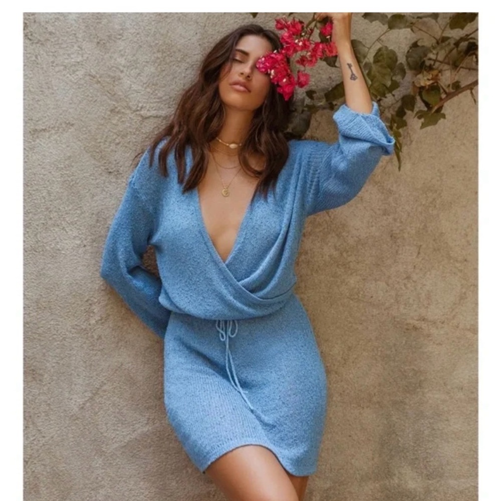 Stylish Blue Knit Dress